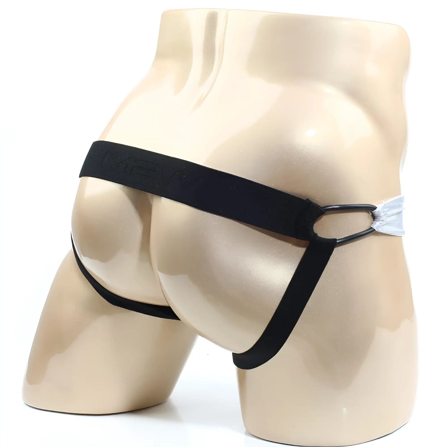 Black elastic briefs with a sleek minimalist design and subtle metro malewear logo on the waistband
