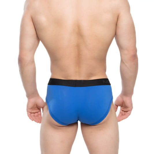 Blue mens briefs with a black elastic waistband metro male wear avalon brief royal blue 3036-18