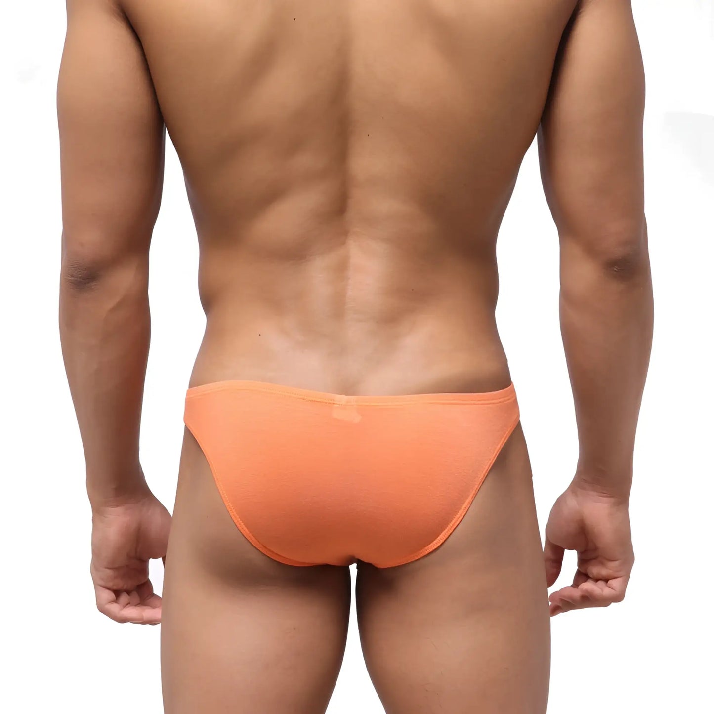 Orange textured briefs in metro malewear bosillo half back bikini peach showing the back side design
