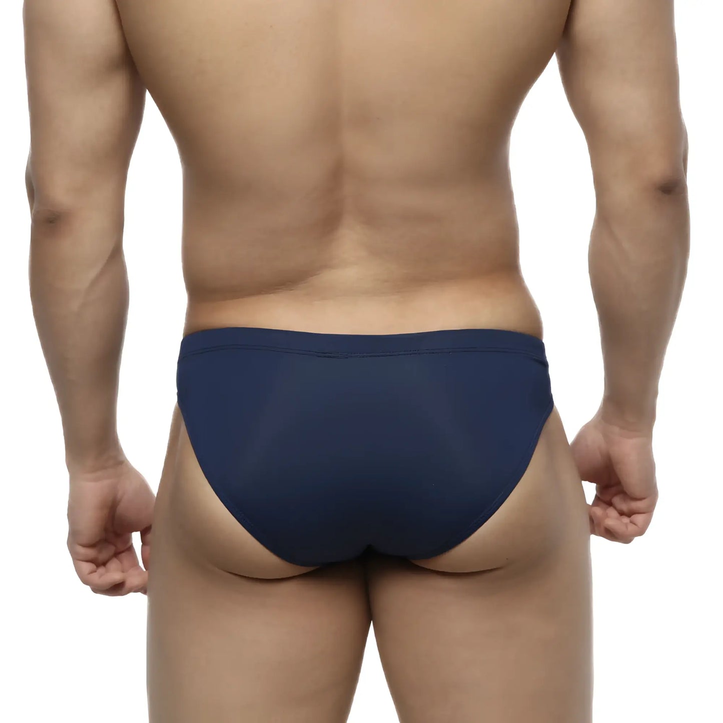 Navy blue smooth form-fitting briefs by MetroMaleWear Bosillo swim bikini model 4967-28 for comfortable swimwear use