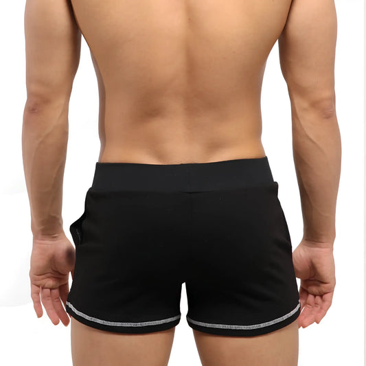 MetroMaleWear Boston athletic short black with snug elastic waistband and silver trim for sporty comfort and style