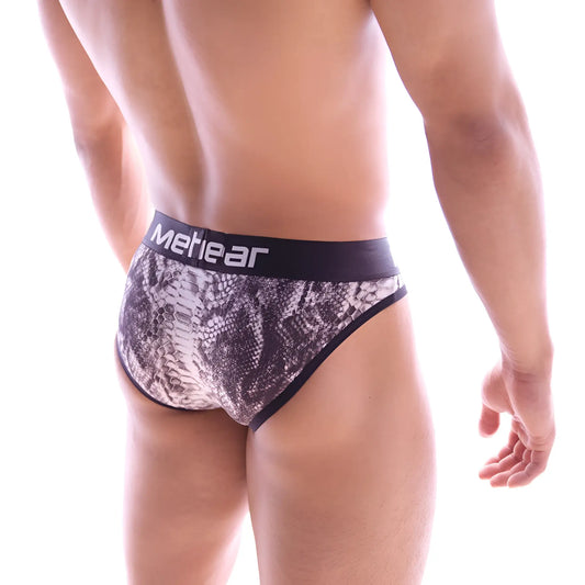 MetroMaleWear Bruno brief snake 2803-60 black and gray snake-scale patterned men’s briefs with black mehear waistband