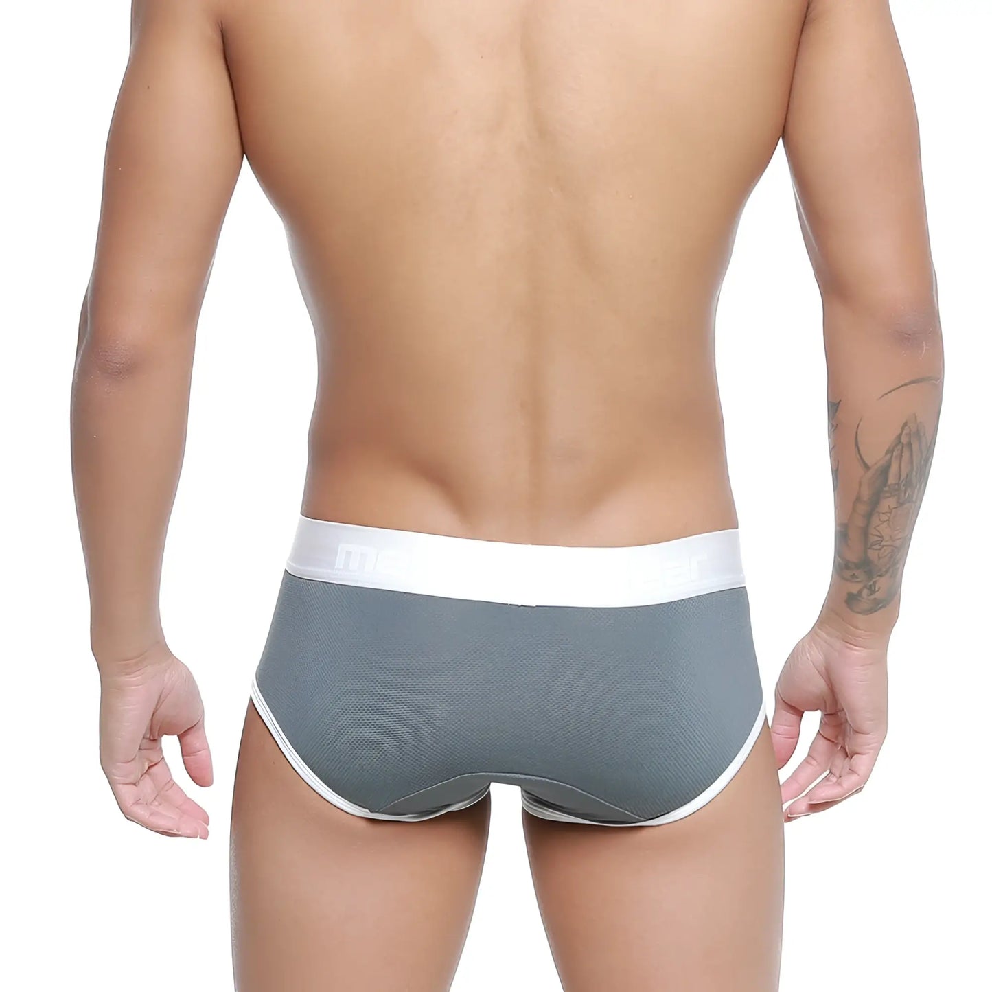Metro malewear cairo brief gray 5106-11 textured gray briefs with white elastic waistband and trim