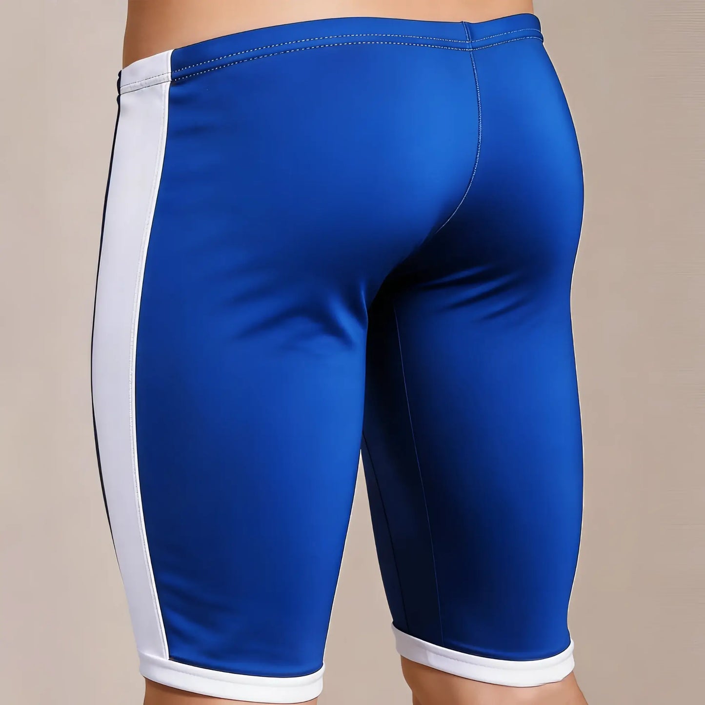 Metro male wear campus jammer royal blue athletic shorts with white side stripes and matching waistband trim