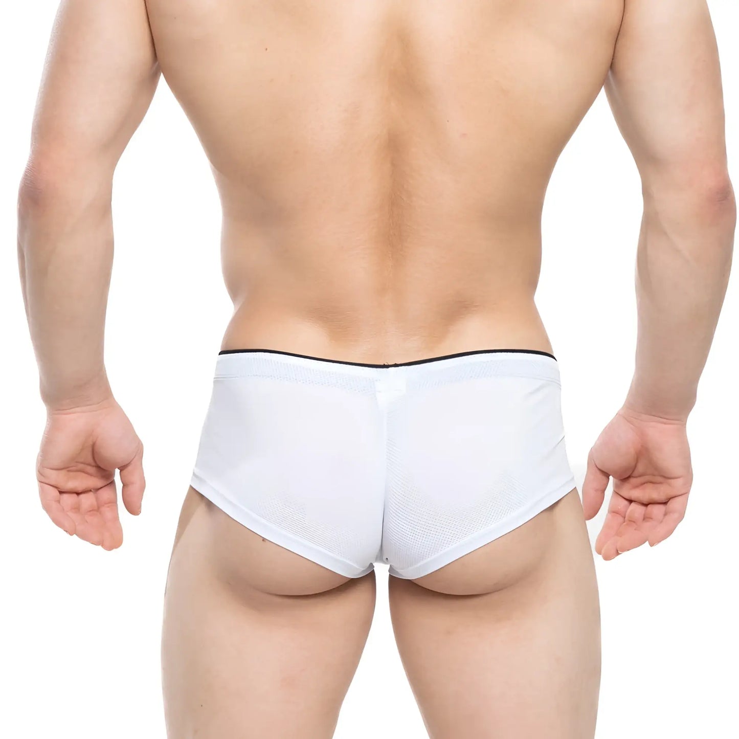 White mesh briefs with black elastic waistband from metromalewear cheek nacar 2028-78 for comfortable everyday wear