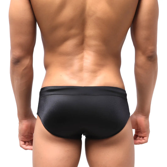 MetroMaleWear classic swim brief black 4914-22 features sleek smooth form-fitting fabric in black color