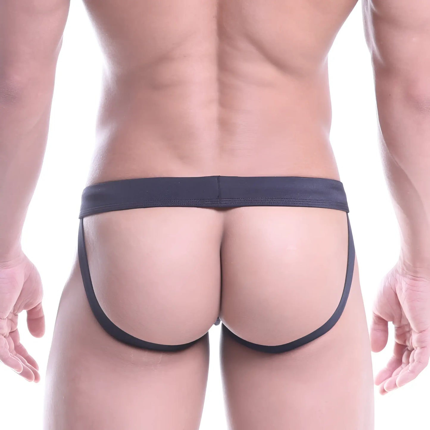 MetroMaleWear classic swim jock strap black 4971-20 with black form-fitting briefs narrow waistband and leg openings