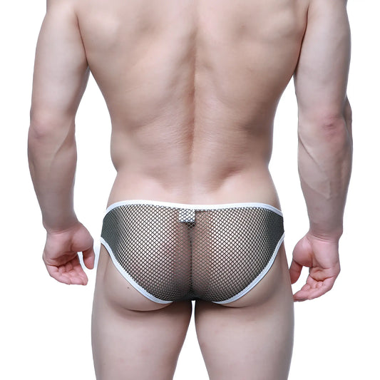Black mesh briefs with white trim from metromalewear cloud9 bikini green 6303-26 for comfortable daily wear