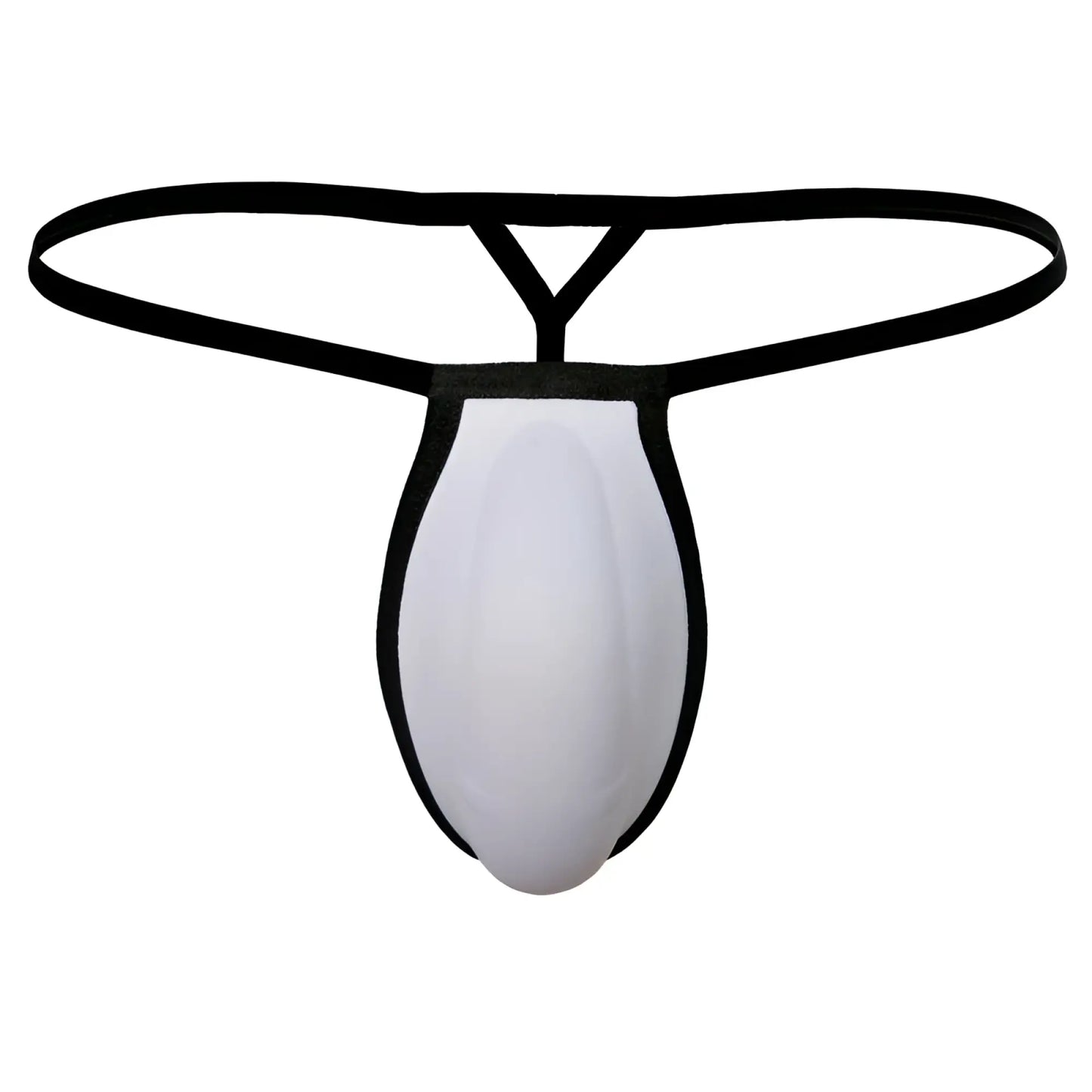Black and white metro malewear cock bra thong with sleek minimalist design shown from the back side
