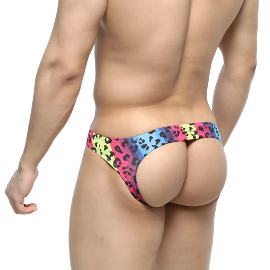 MetroMaleWear Colorado jock strap neon 5011-05 vibrant neon leopard-print thong in pink blue and yellow hues