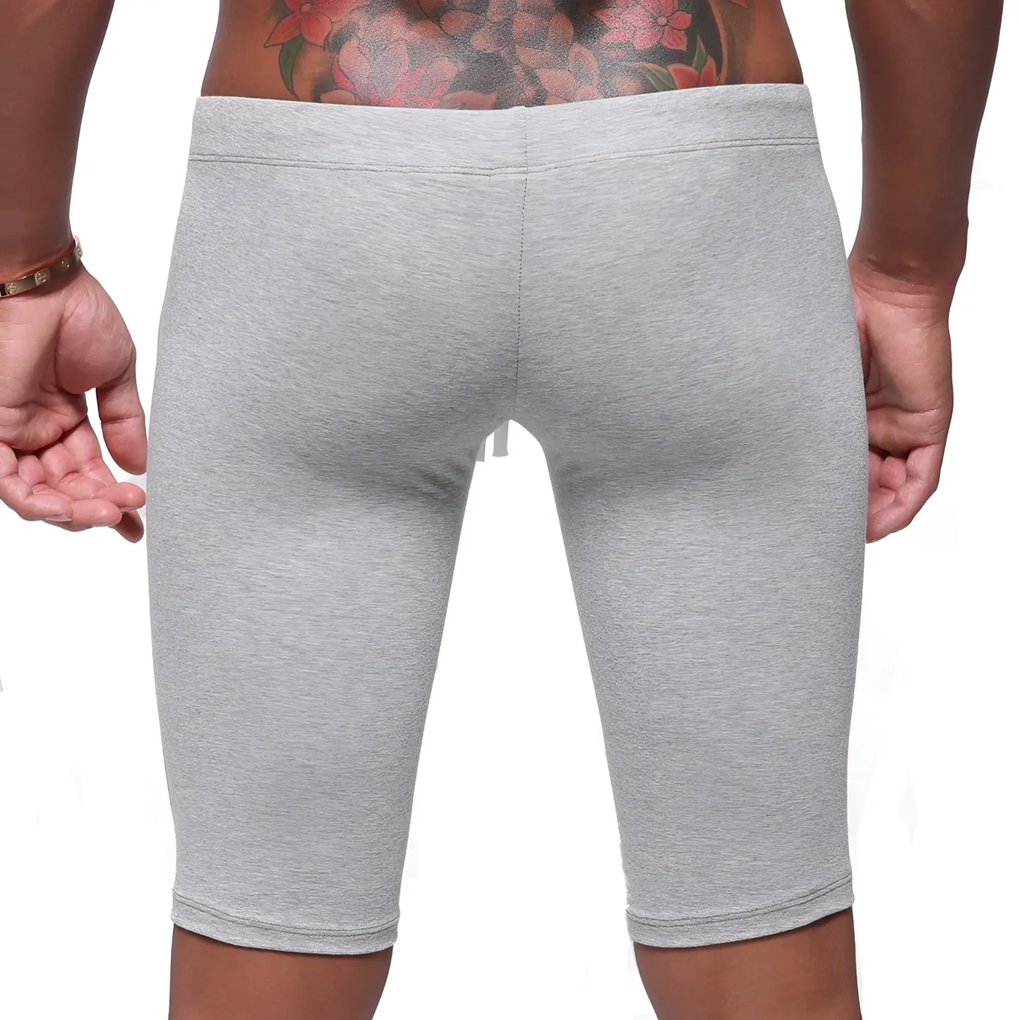 MetroMaleWear cotton gray heathered biker shorts with snug fit and elastic waistband for comfortable cycling
