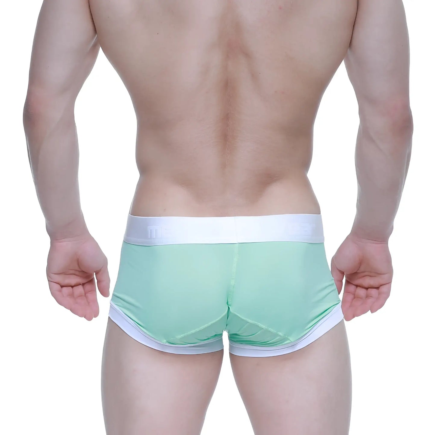MetroMalewear crema boxer brief green 3026-07 mint green and white snug fit athletic briefs with elastic waistband