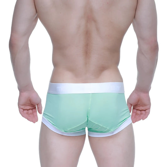 MetroMalewear crema boxer brief green 3026-07 mint green and white snug fit athletic briefs with elastic waistband