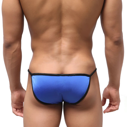Blue metallic swim trunks with black trim from MetroMaleWear dangerous swim bikini royal blue 4930-18 collection