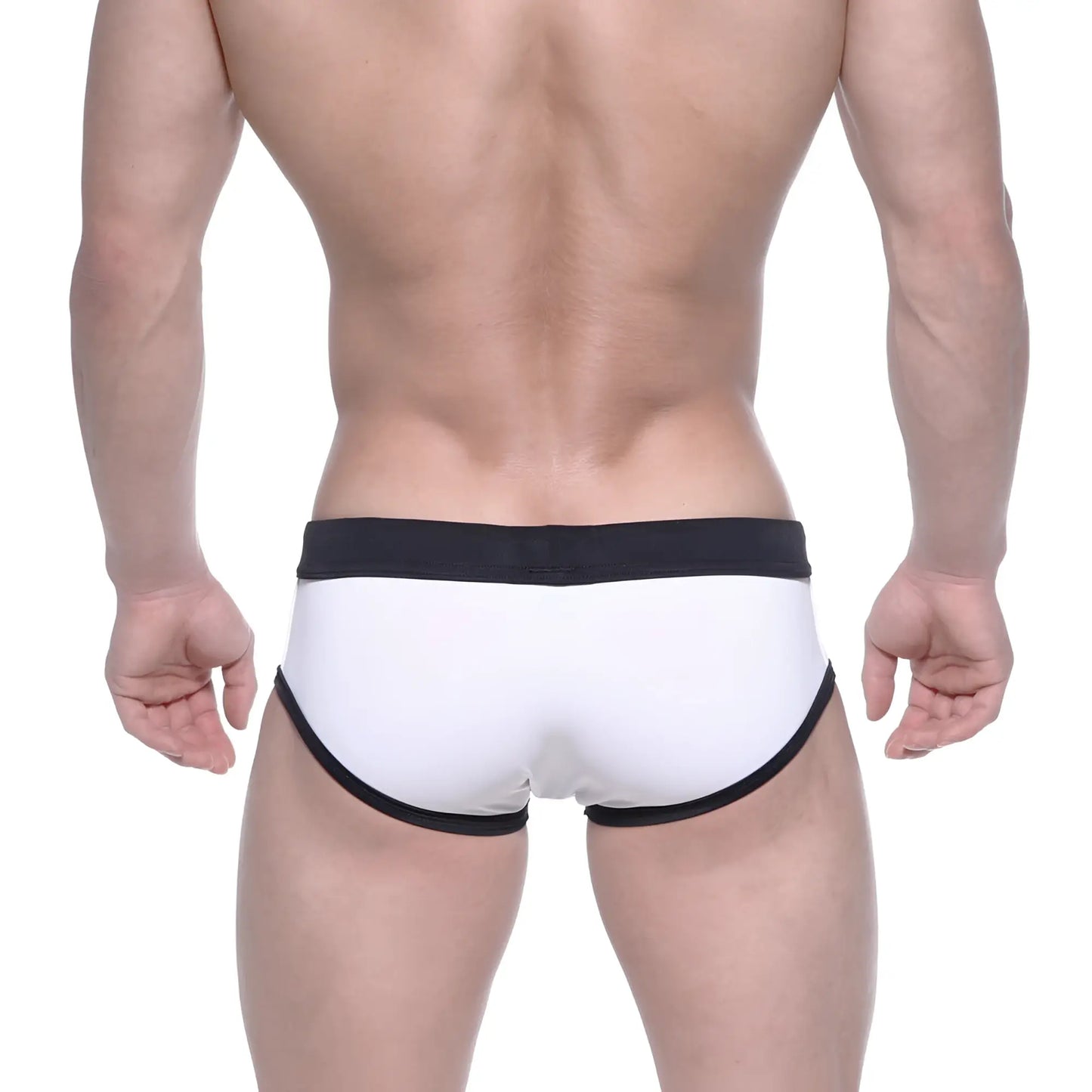 White briefs with black trim metroMalewear dutch flag swim briefs 4960-41 front view
