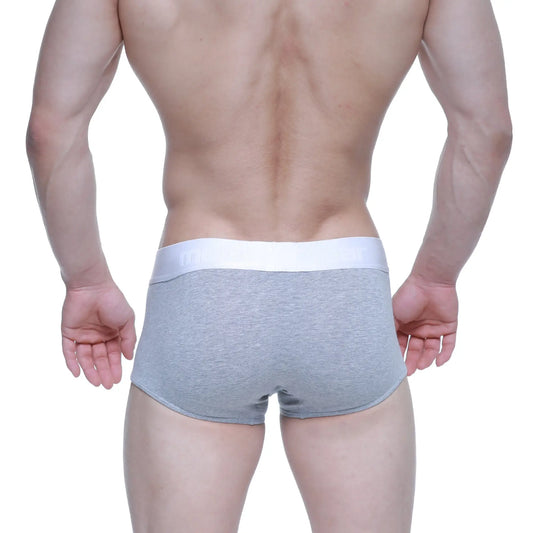 MetroMaleWear Elemental boxer brief in gray heathered fabric with a solid white waistband for comfortable wear
