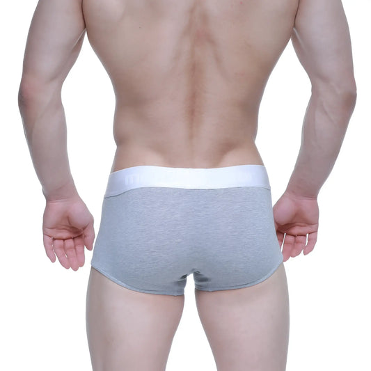 MetroMaleWear Elemental boxer brief in gray heathered fabric with a solid white waistband for comfortable wear