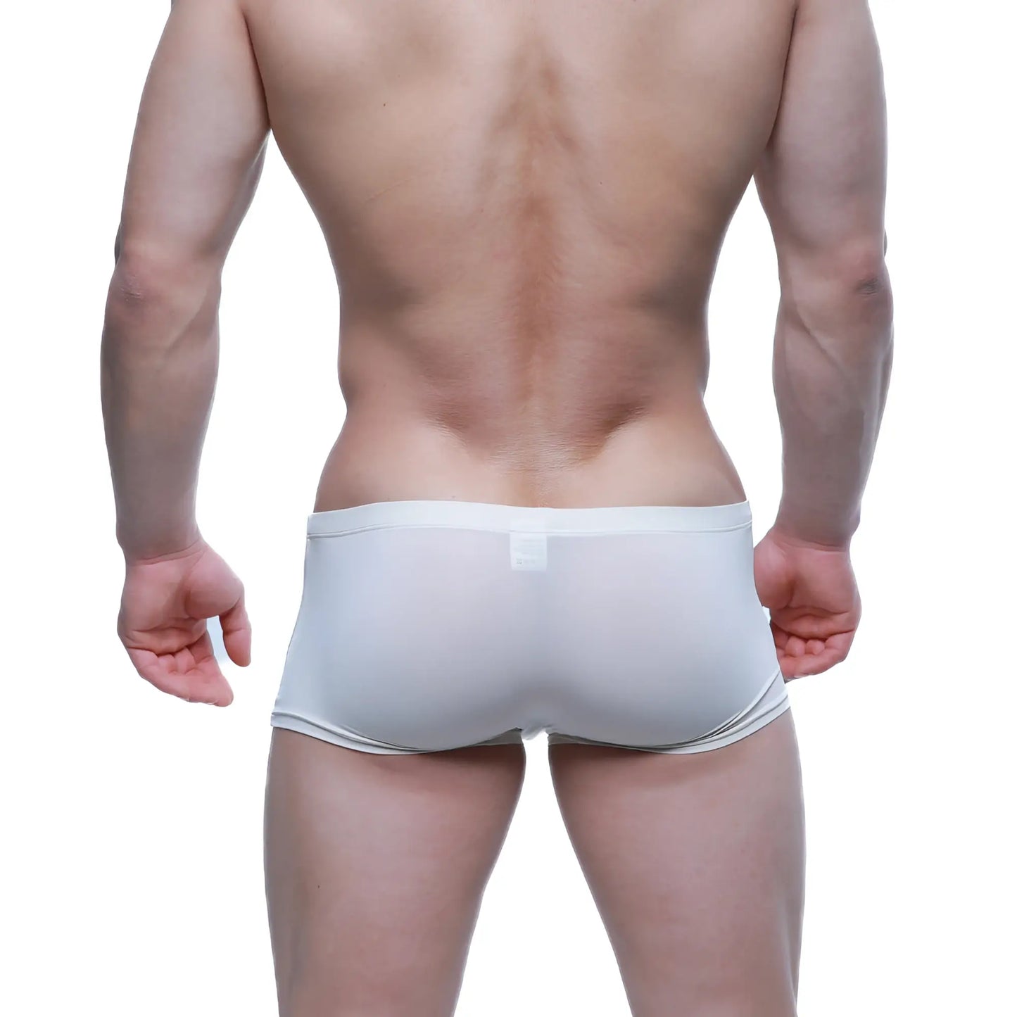 White metroMalewear enhancement boxer briefs made of smooth stretchy fabric with a subtle elastic waistband