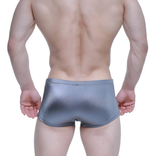 Silver metallic ribbed briefs from MetroMaleWear enhancement boxer metal 2043-10 showcasing textured fabric design