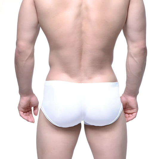 Metro male wear entropy trunk white form-fitting briefs with smooth seamless design and subtle elastic waistband