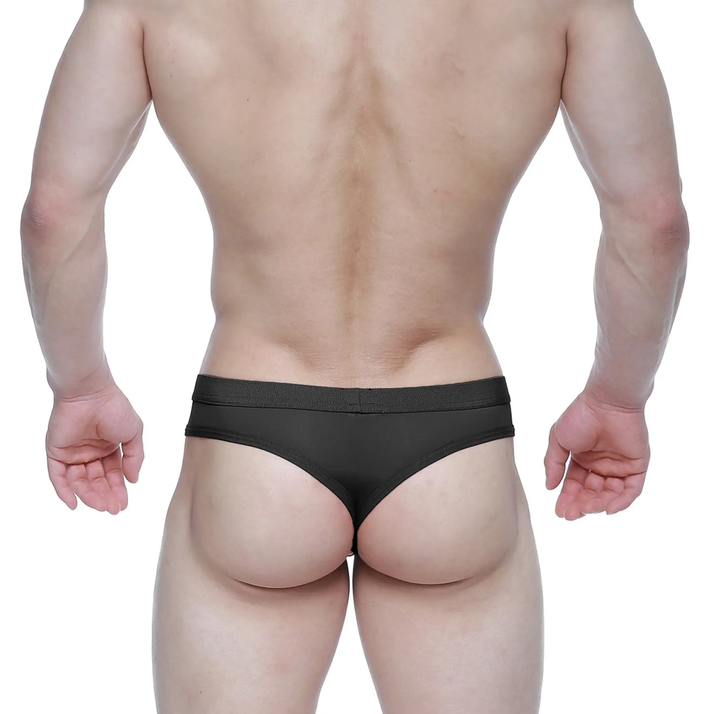 Black MetroMaleWear Eterna thong 3722-20 with form-fitting fabric and smooth elastic waistband front view