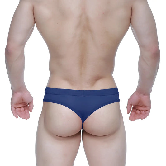 Metro male wear eterna thong dark blue briefs with smooth form fitting fabric and a narrow waistband