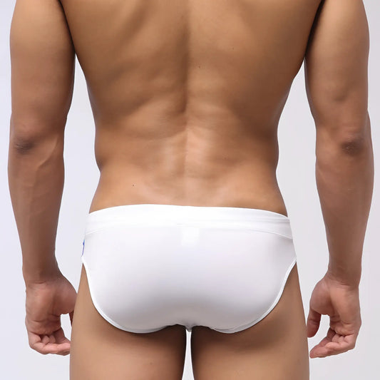 White metro malewear euro2 swim briefs with smooth form-fitting design and comfortable fabric for swimming