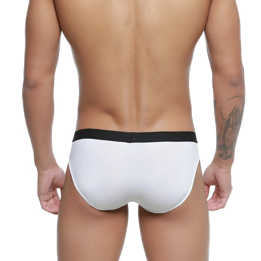 MetroMaleWear expose brief white 2207-00 white cotton briefs with a black elastic waistband for comfortable support