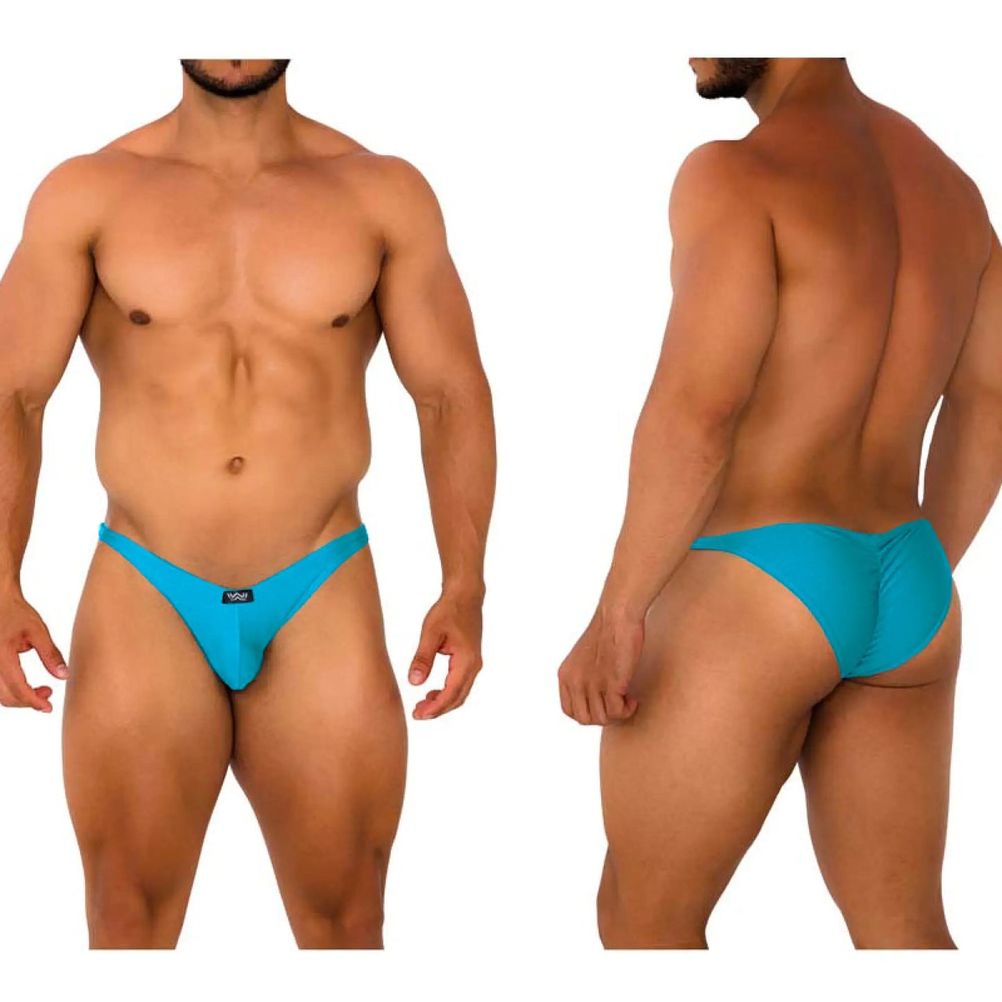 Vibrant turquoise MetroMaleWear Fantasy Bikini 6116-09 men’s briefs with sleek form-fitting design and subtle waistband branding