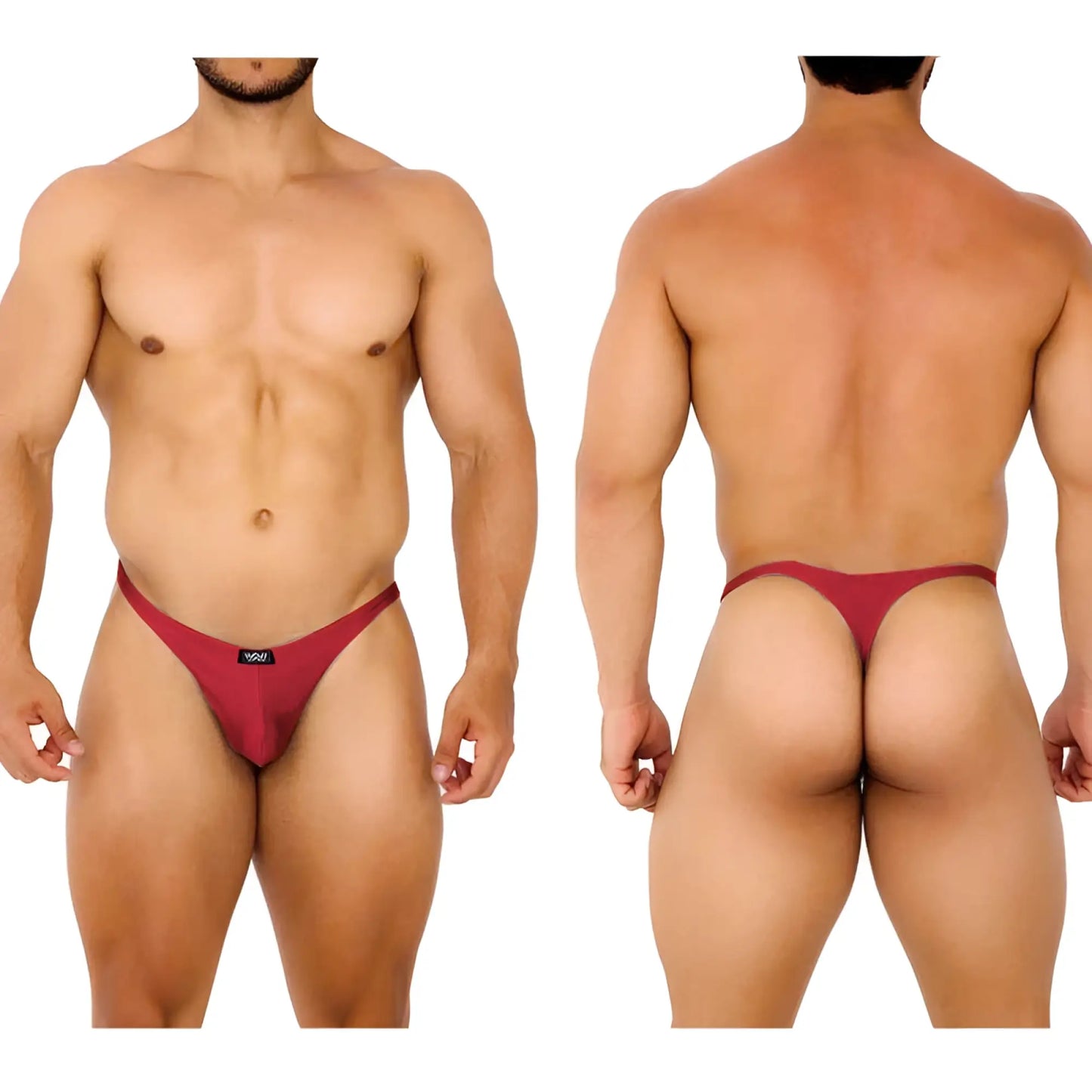 MetroMaleWear fantasy thong burgundy 6112-29 maroon sleek form-fitting design with small black brand tag at front