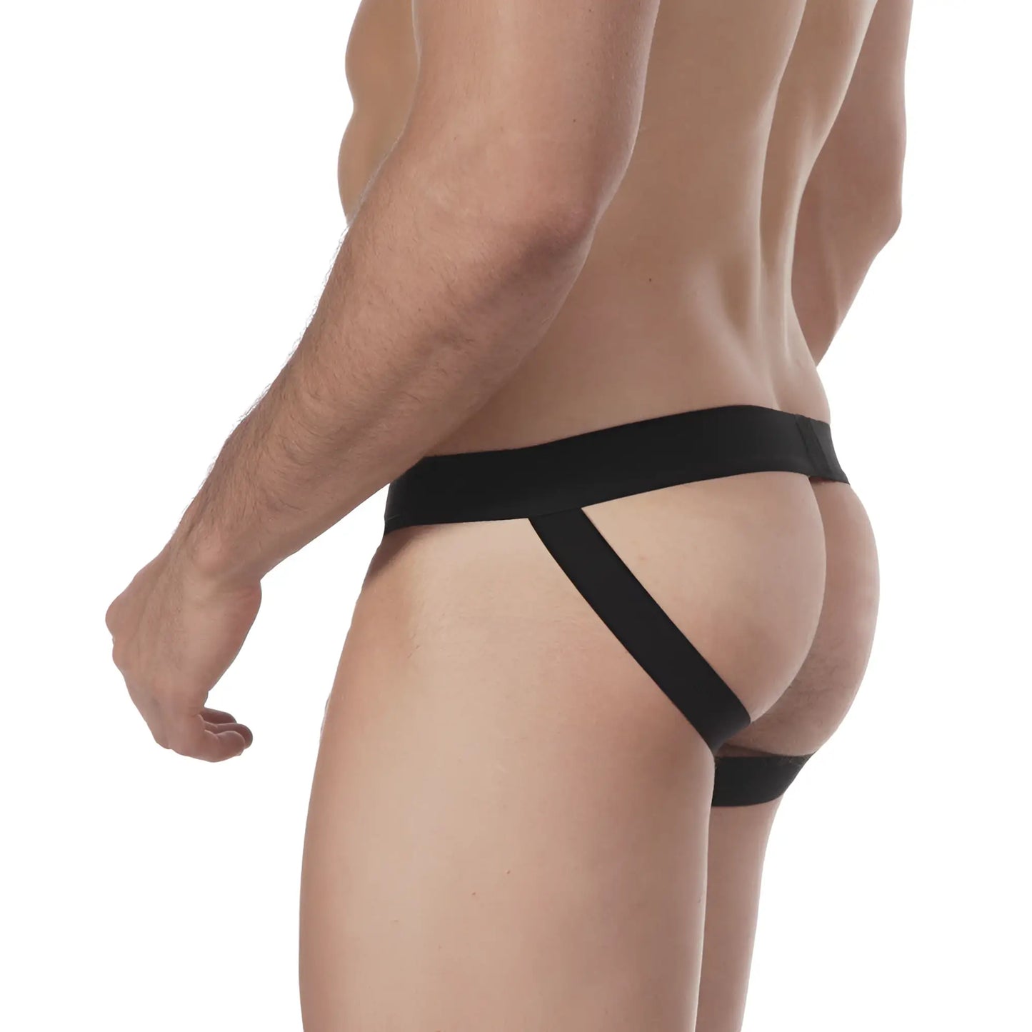 Black metro malewear fishnet jock strap 3001-66 with supportive contoured design athletic briefs back view