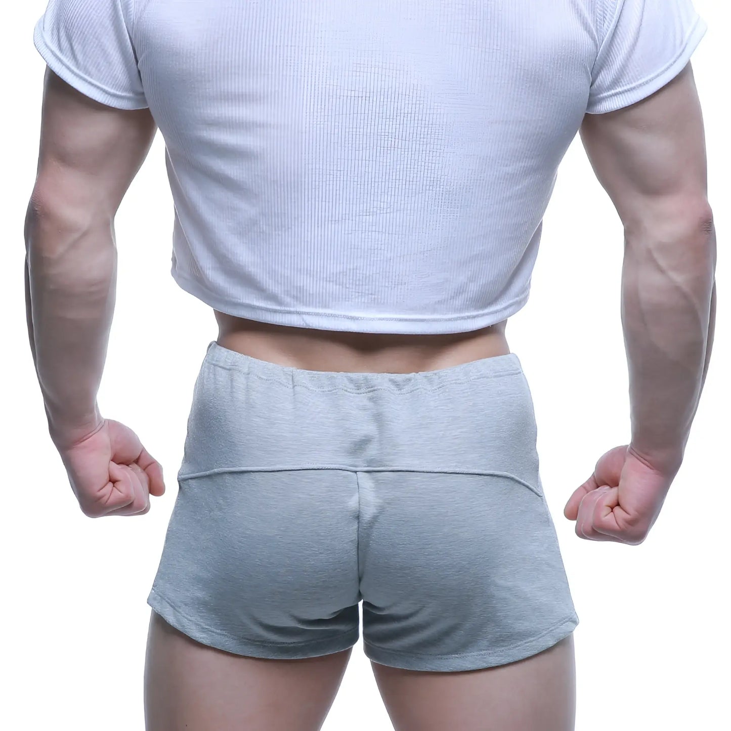 MetroMaleWear FIT shorts gray 4714-10 light gray athletic shorts with ribbed waistband and subtle seam detailing
