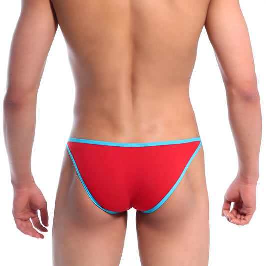 MetroMalewear freedom bikini crimson 6016-12 red and blue athletic briefs with a snug fit for active wear