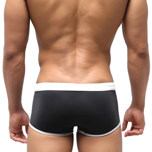 Black briefs with white trim metro malewear fresco swim trunk 4944-20 designed for swim use