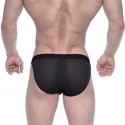Metro male wear grabit bikini briefs in black mesh with solid waistband for comfortable and stylish men’s underwear