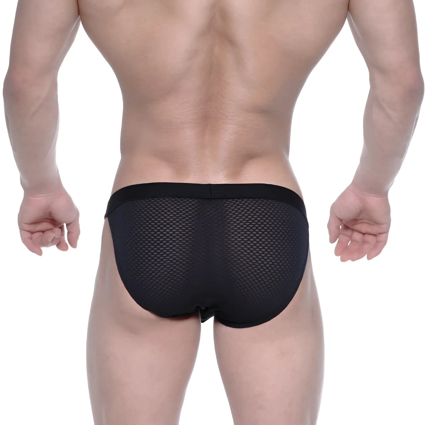 Metro male wear grabit bikini briefs in black mesh with solid waistband for comfortable and stylish men’s underwear