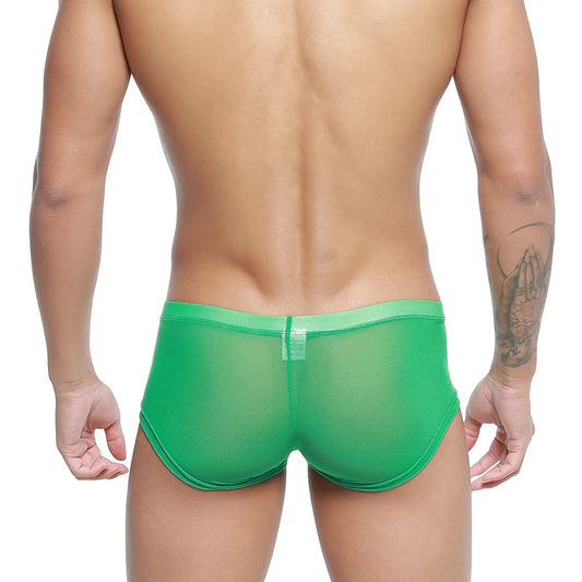 MetroMalewear hierba trunk 2125-17 green sheer mesh briefs with solid green waistband for comfort and style