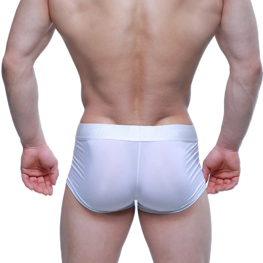 White form-fitting briefs with smooth stretchy fabric and elastic waistband metroMaleWear hincapie trunk white 2129-00