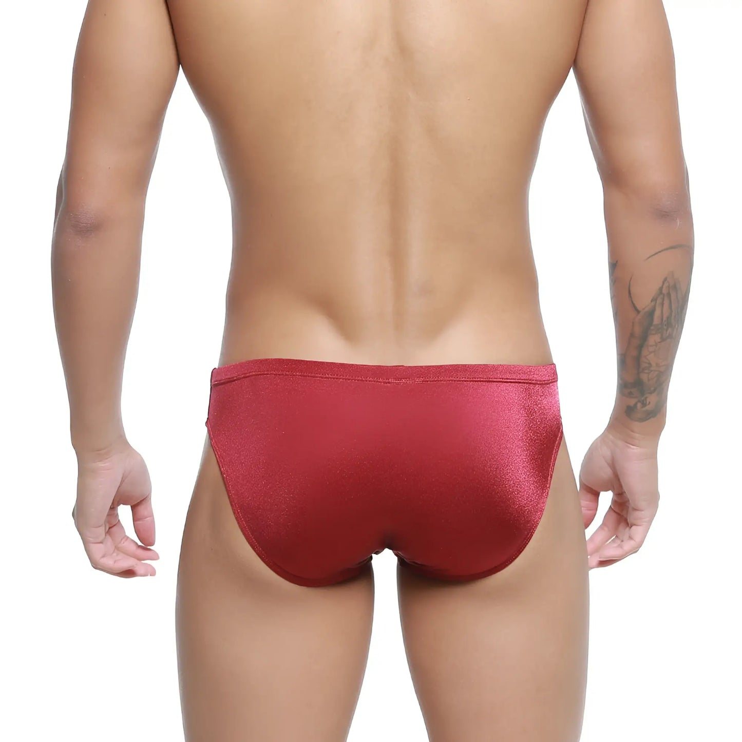 Metro male wear hunter swim brief burgundy 4977-22 in red shimmering fabric ideal for swimming and beachwear