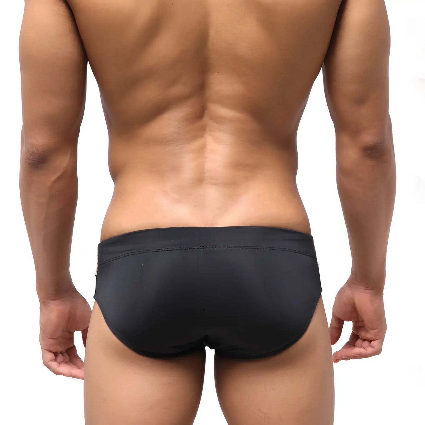 Black MetroMaleWear Ibiza Swim Brief Metal Gold 4928-31 with smooth form-fitting design for swimwear use