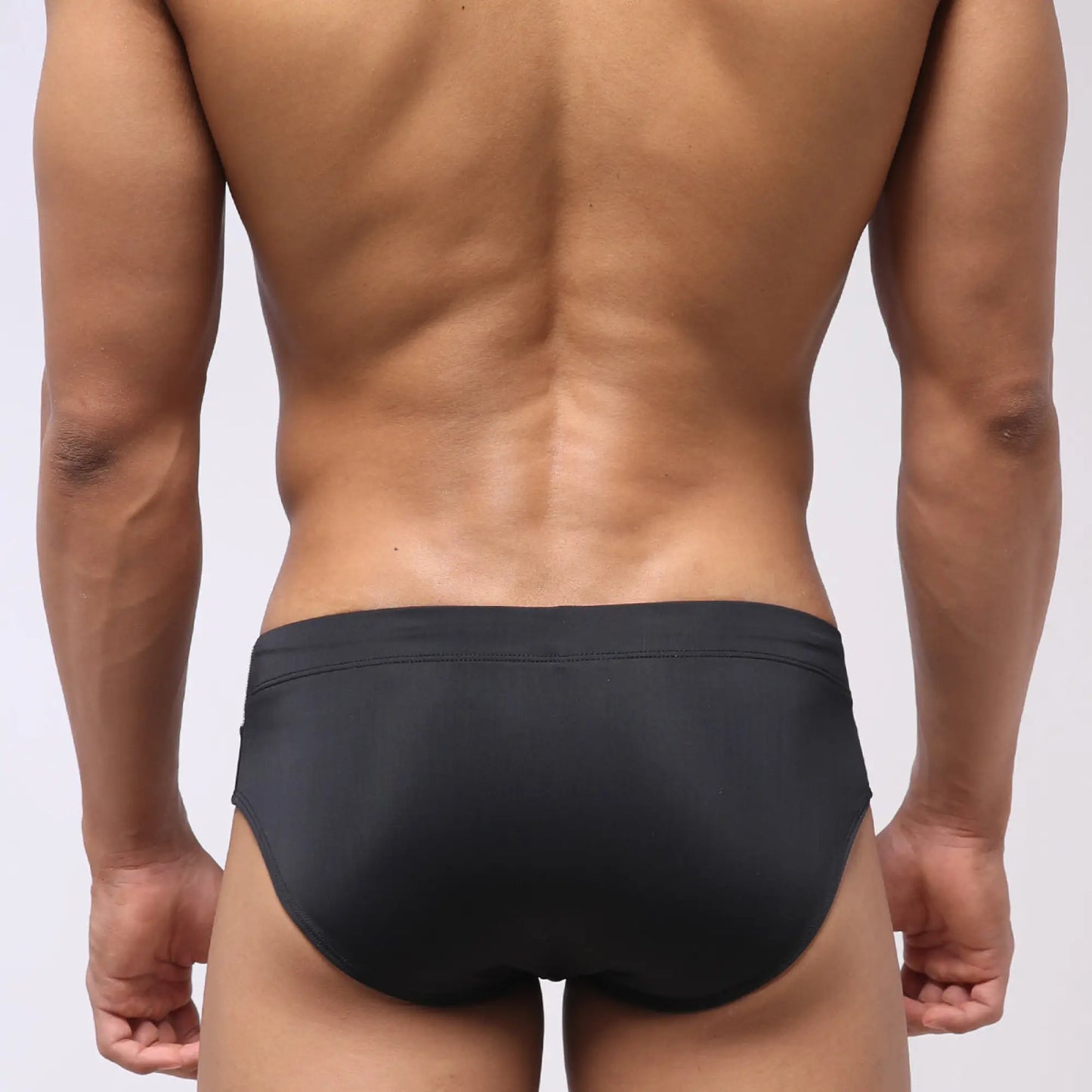 MetroMaleWear Ibiza swim brief metal silver 4928-30 black swim trunks with smooth form fitting design