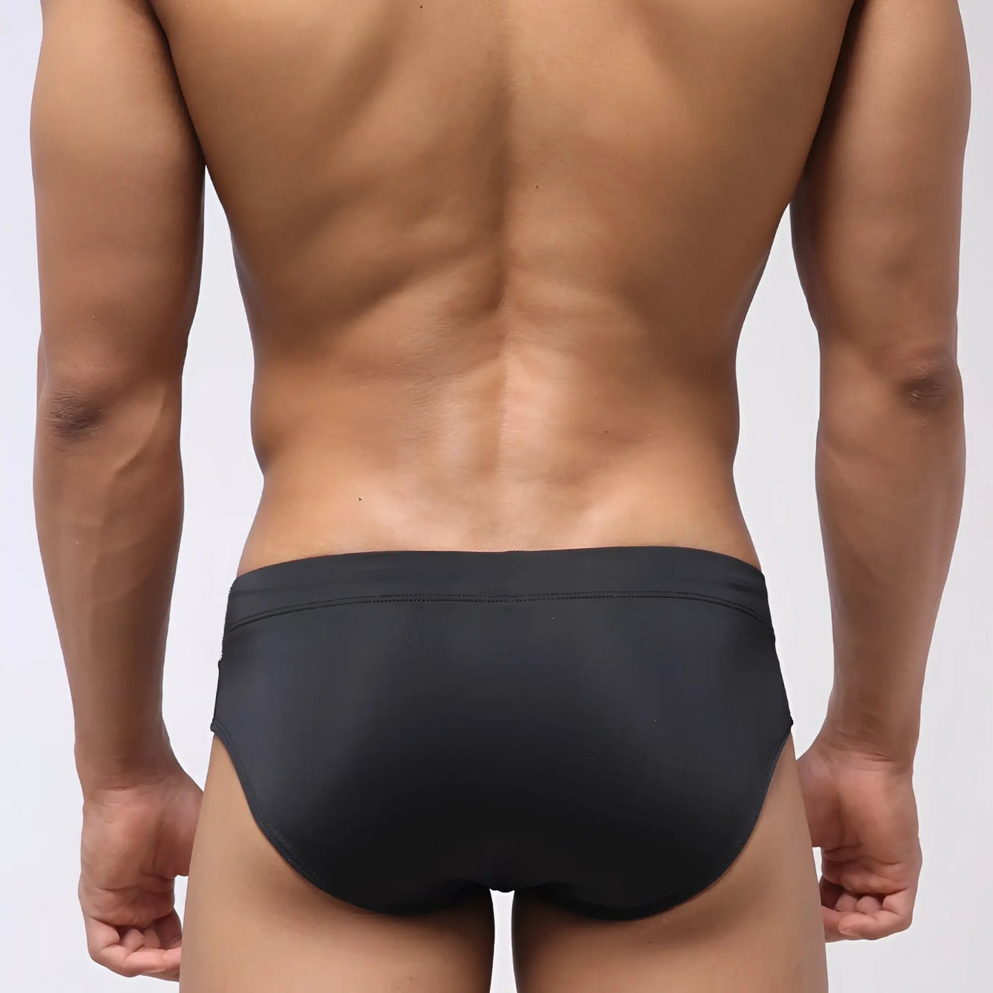 MetroMaleWear Ibiza swim brief metal silver 4928-30 black swim trunks with smooth form fitting design