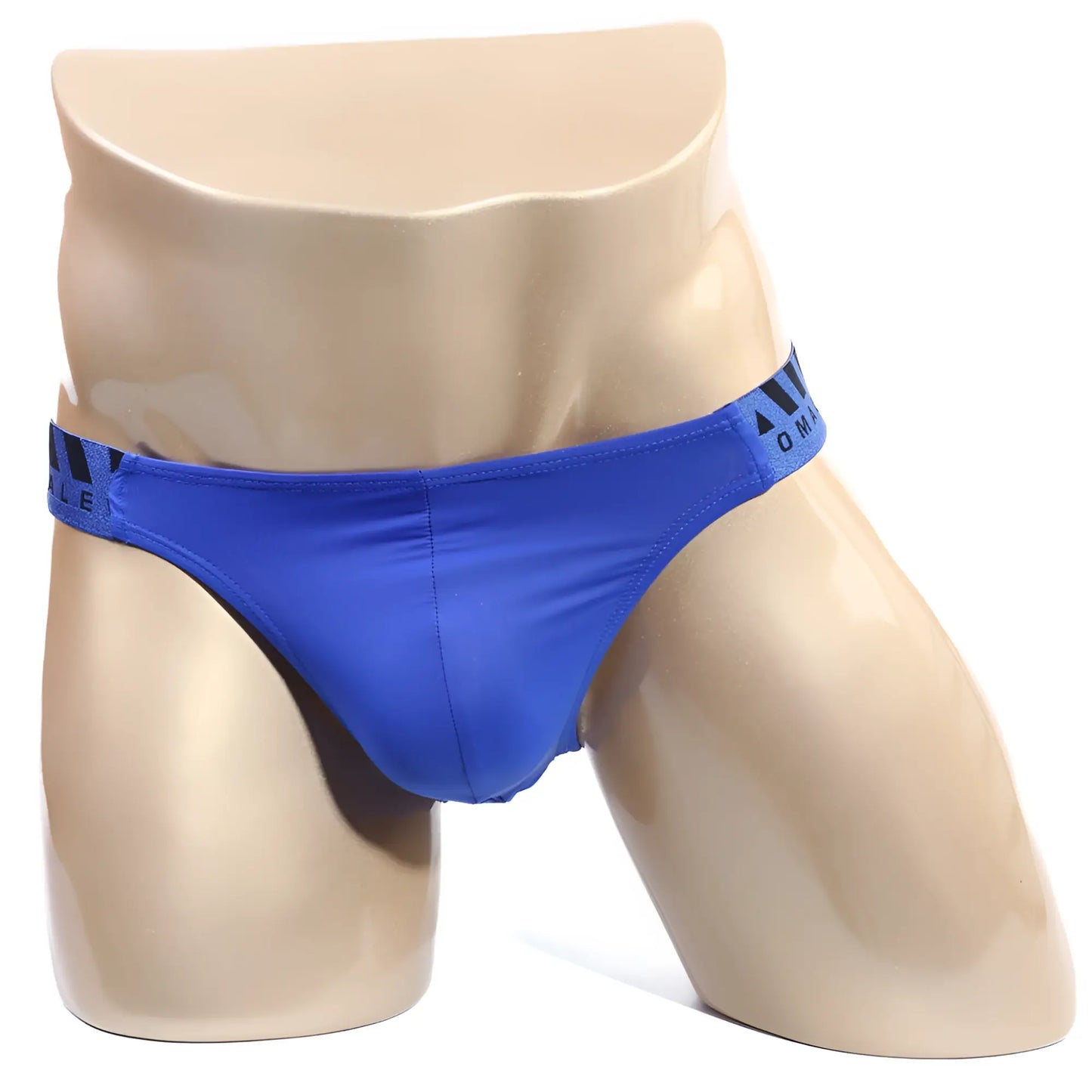 Bright blue mens briefs metroMalewear inferno bikini with black logo waistband for comfortable everyday wear