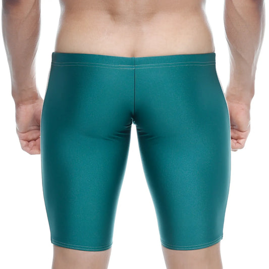 MetroMaleWear Jammer swim boxer green 4904-07 teal shiny form-fitting swim trunks with subtle textured finish