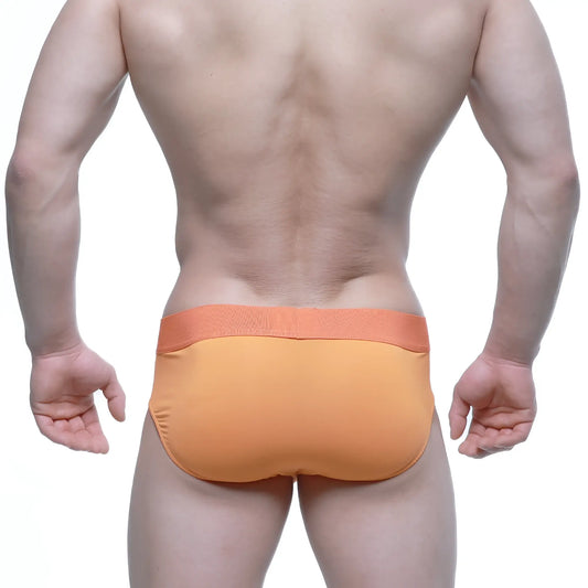Metro male wear jugo brief 5203-14 orange athletic briefs with matching elastic waistband for active use