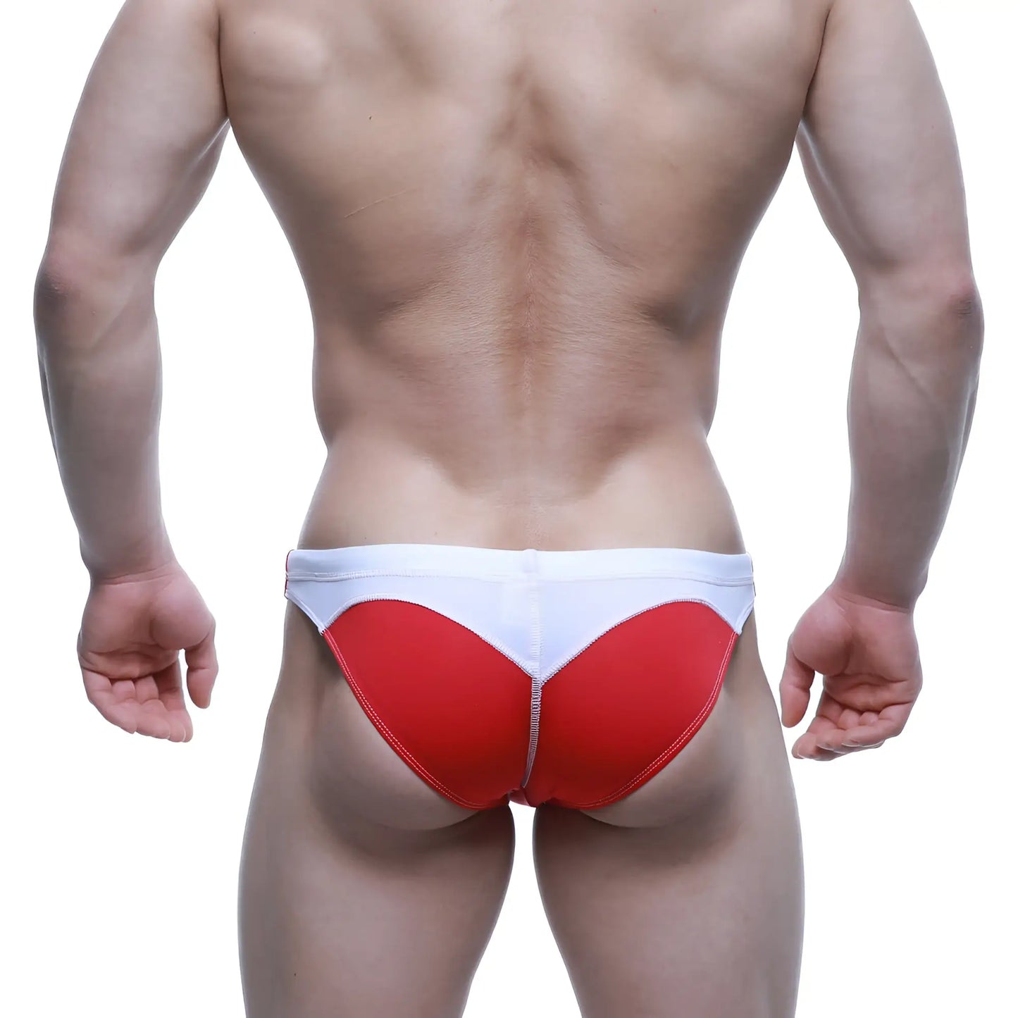 MetroMaleWear Laguna swim bikini red athletic briefs with white heart-shaped design for performance swimwear