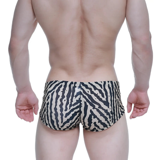 MetroMalewear leopard trunk 2125-69 black and white zebra-striped men’s swim trunks made from quick-dry fabric