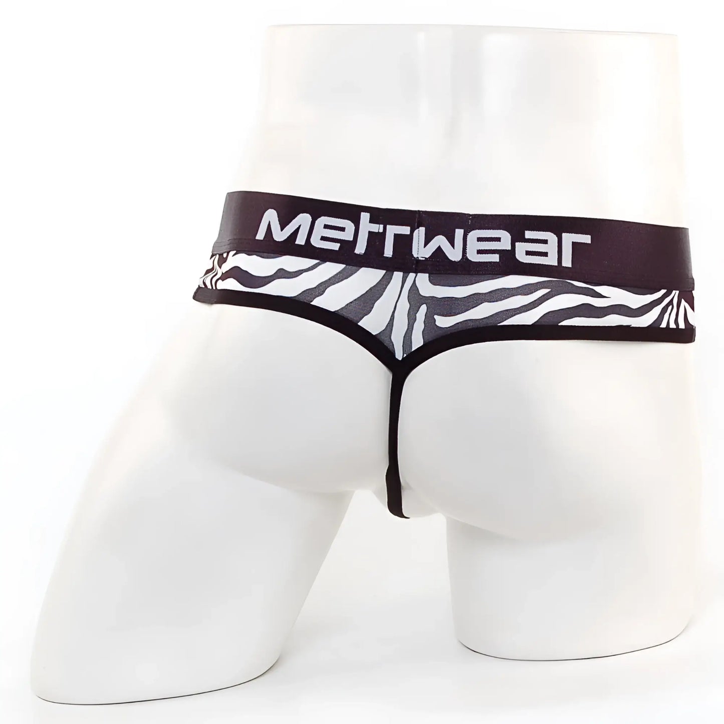 MetroMaleWear Loreto G-String zebra 2722-60 black and white zebra print thong with solid black waistband and brand name