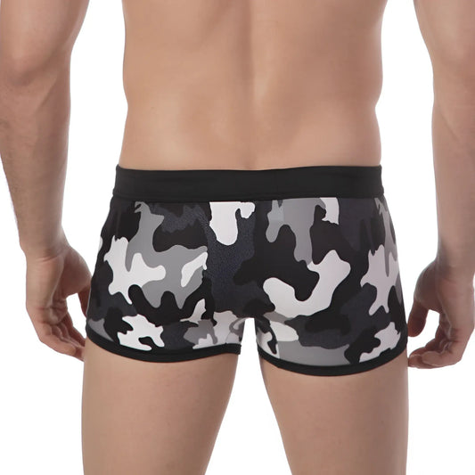 MetroMaleWear camo grey swim boxer 4926-81 men’s briefs in black gray and white camouflage with black waistband