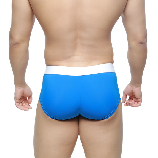 Metro male wear m2w max boxer bright blue briefs with contrasting white waistband designed for comfort and style